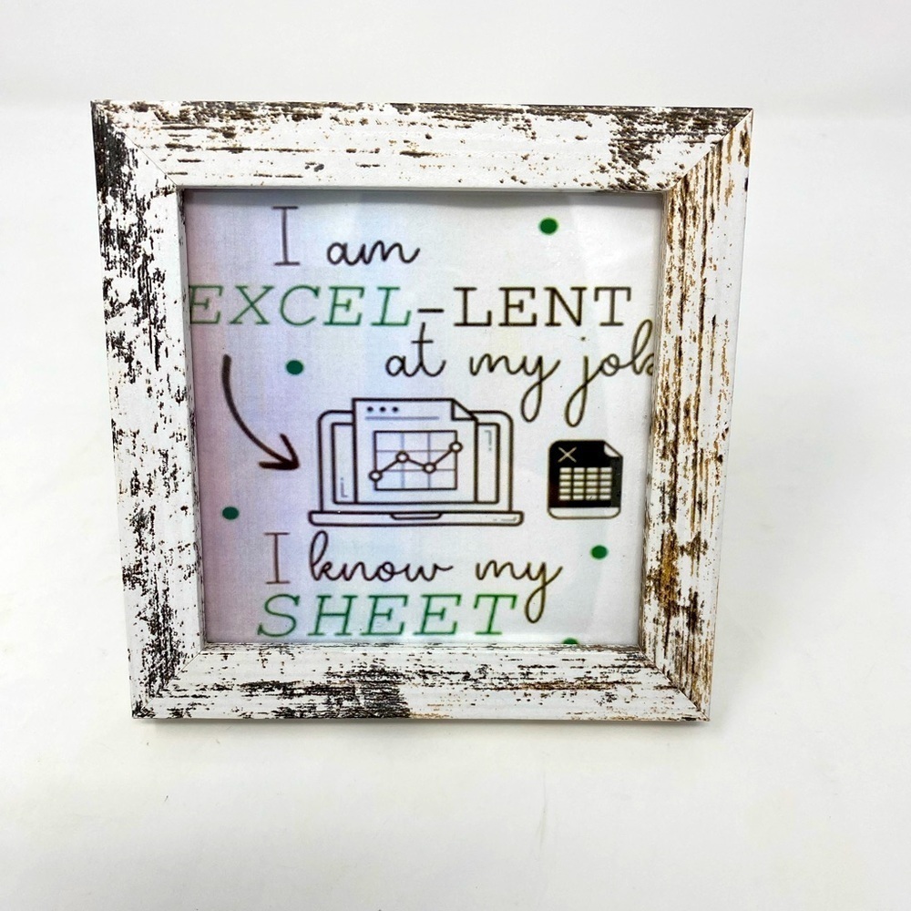 Rustic White Picture Frame with Humorous Print
